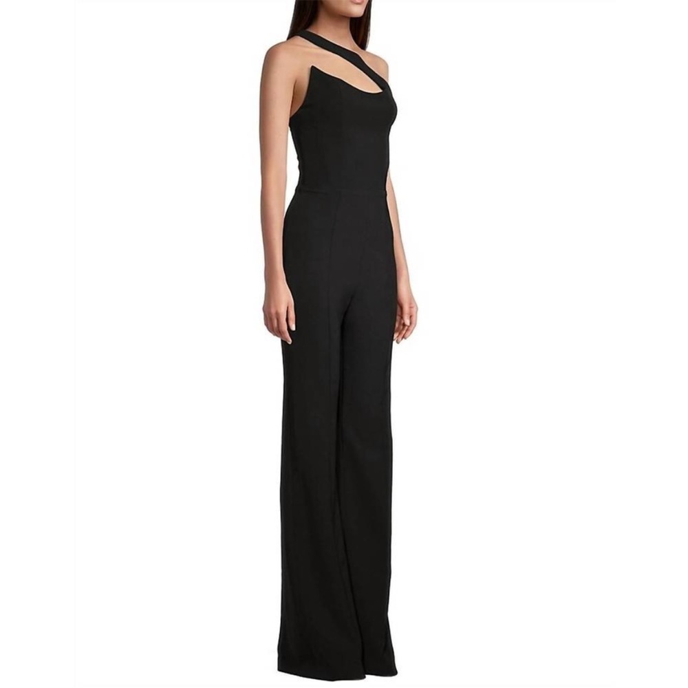 Black One-Shoulder Wide-Leg Jumpsuit - Picture 5 of 8